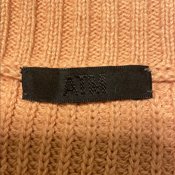 ATM Anthony Thomas Melillo Sweater V-Neck Relaxed Cashmere Cotton Peach Large - Picture 2 of 10